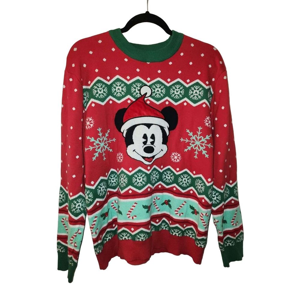 Disney Red Green Mickey Mouse Christmas Sweater